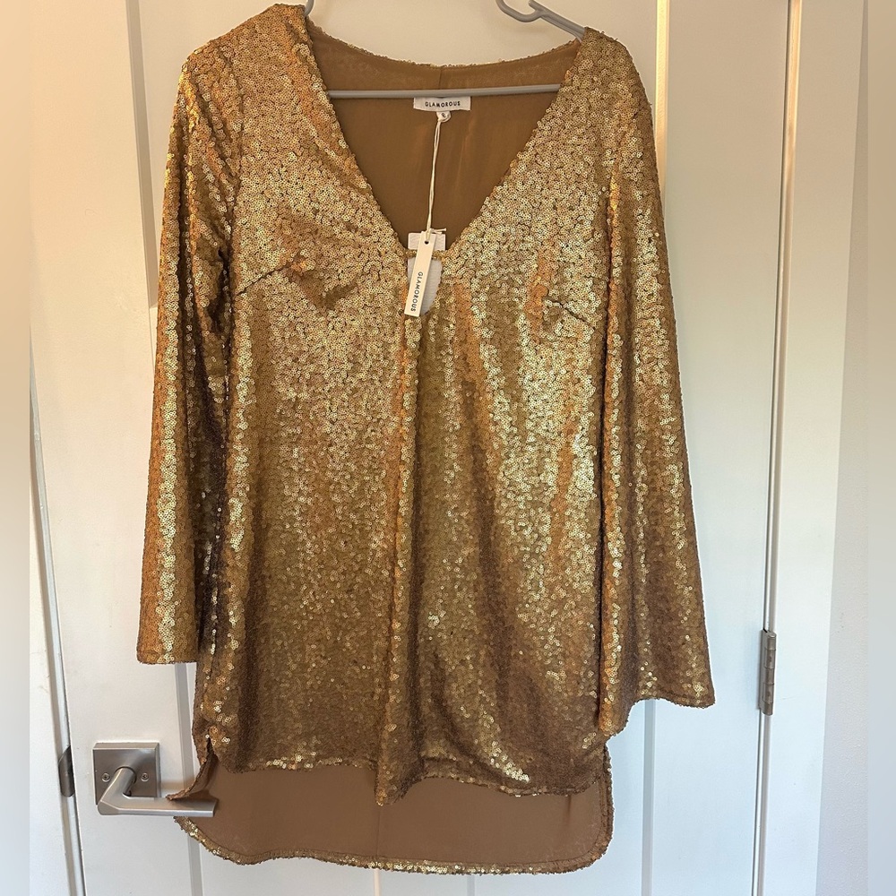 Glamorous Gold Sequin Blouse